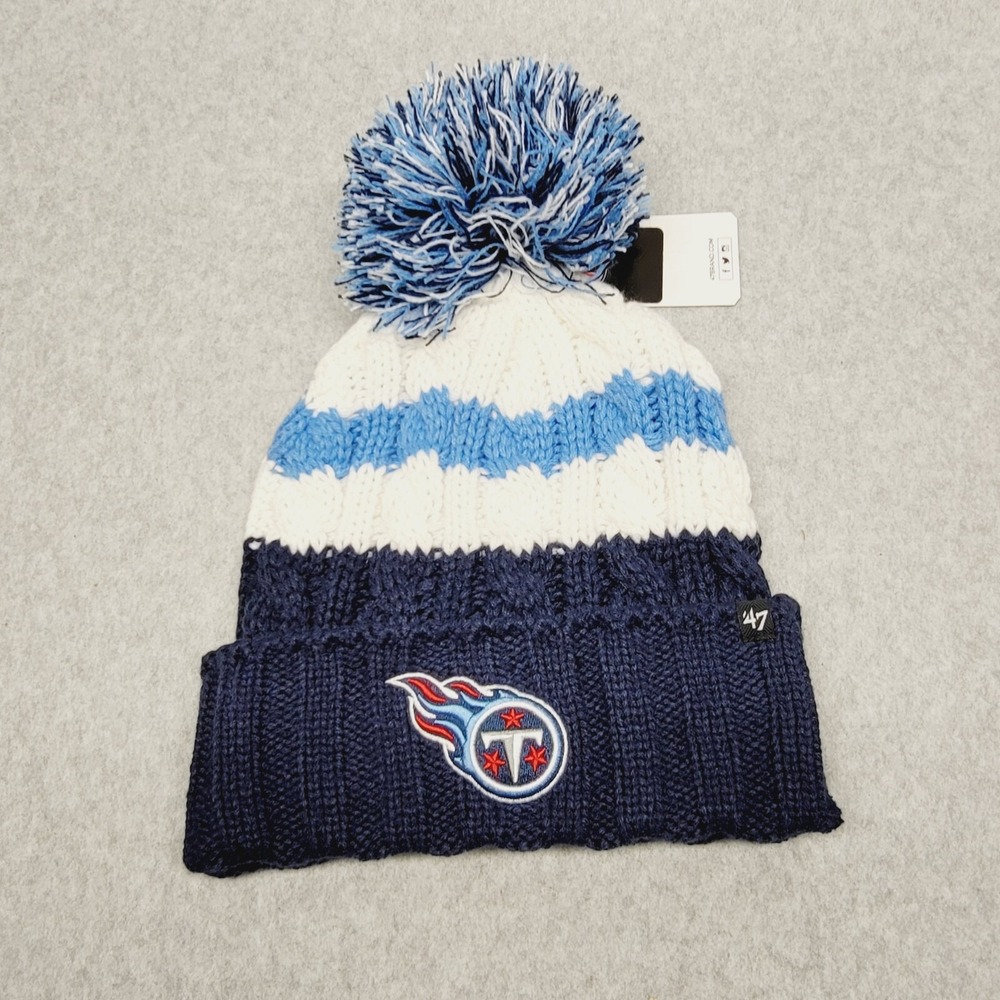 47 Brand Navy and White Knit Pom Beanie